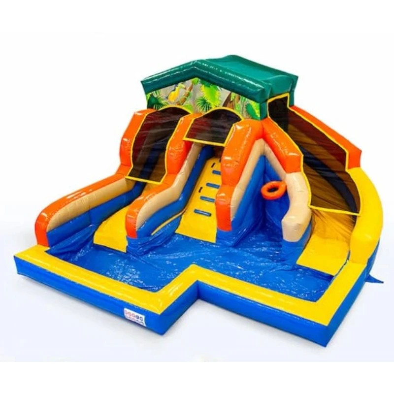 Commercial Double Lane Inflatable Water Slide 2 Lane Water Slide Inflatable Water Slides With Pool Backyard Playground