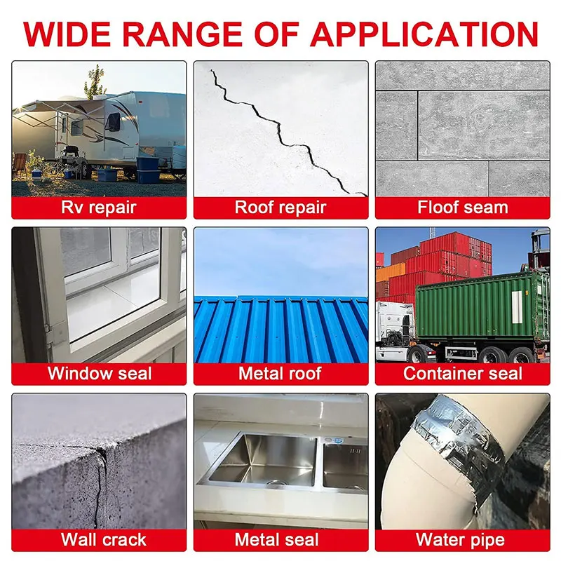 Durable Sealant Coating Kit for Window Rv Boat Tent With Flexible Membranes Aluminium Foil Material Butyl Tape