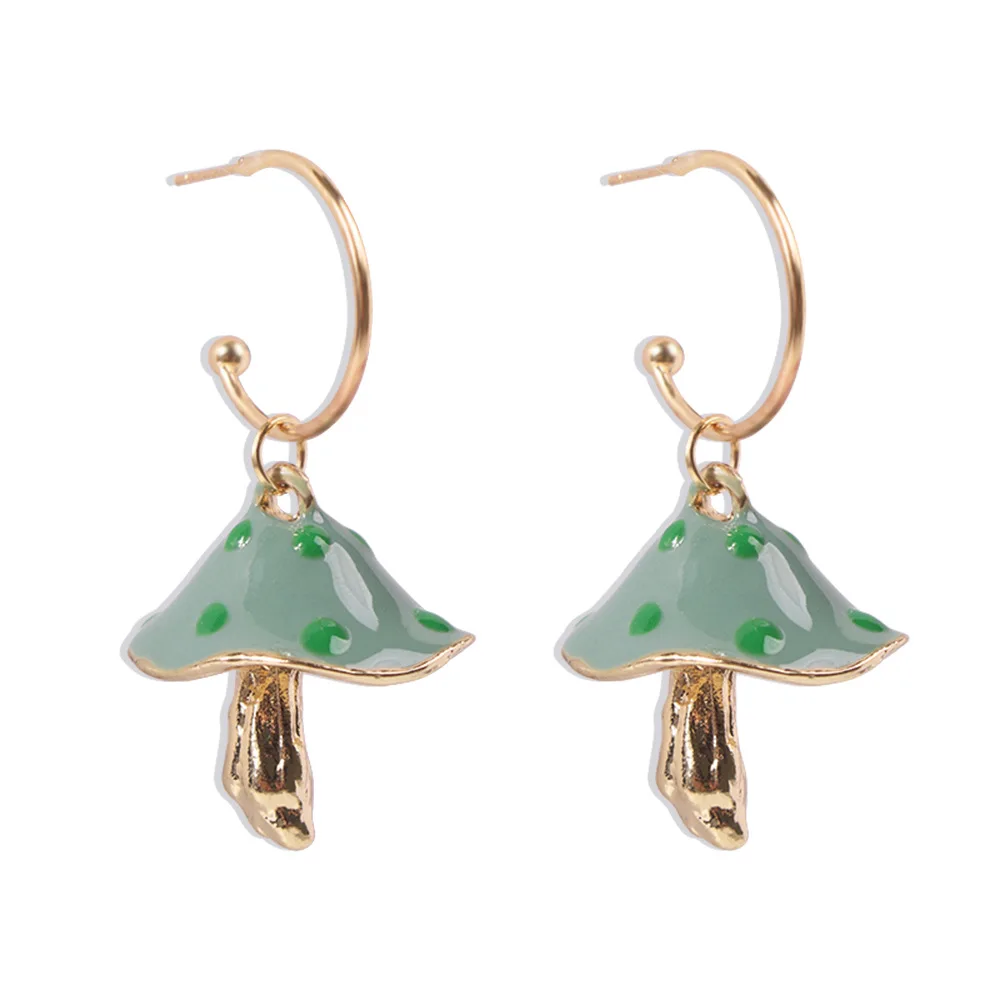 2024 creative dreamlike cute forest series small mushroom drop oill colorful earrings