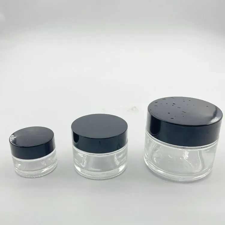 30ml 50ml 100ml cosmetic glass jars black glass cosmetic jars mini glass bottle cream with cover