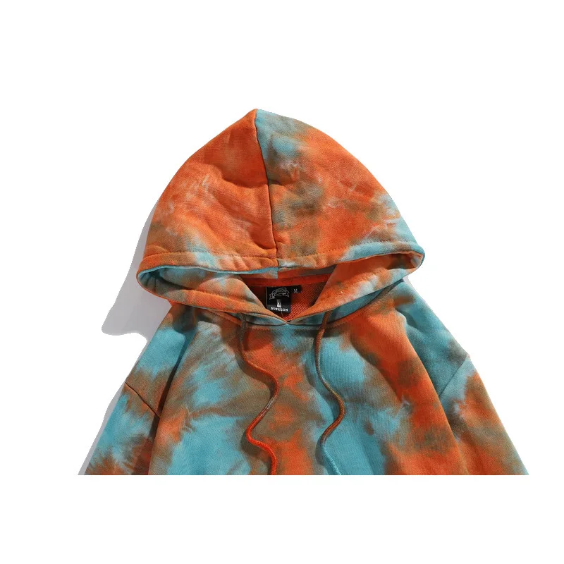 100 Cotton Custom Ribbed Trims Pullover Premium Butterfly Screen Printing 360Gsm Heavy Oversized Tie Dye  Hoodie