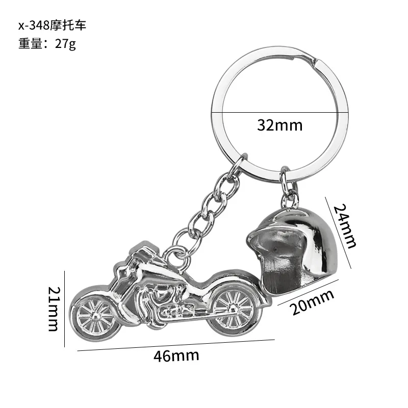 Creative Metal Simulation 3D Helmet Motorcycle Set Keychain Heavy Motorcycle Key Chain Mini Motorcycle Car Pendant For Men Women
