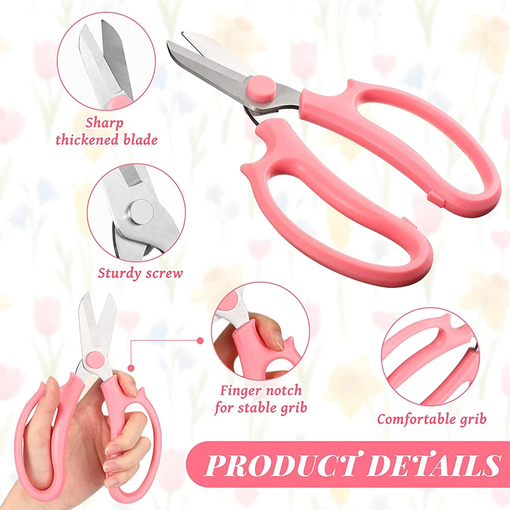 Garden Scissors Floral Shears with Comfortable Handle Stainless Steel Garden Pruning Shears for Flower Arrangement