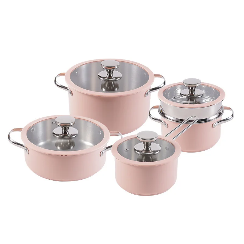 WONDERFUL Korean Style Colored Nonstick Kitchen Cooking Pots 16cm Stainless Steel 304 Kitchenware Milk Melting Boiling Pot