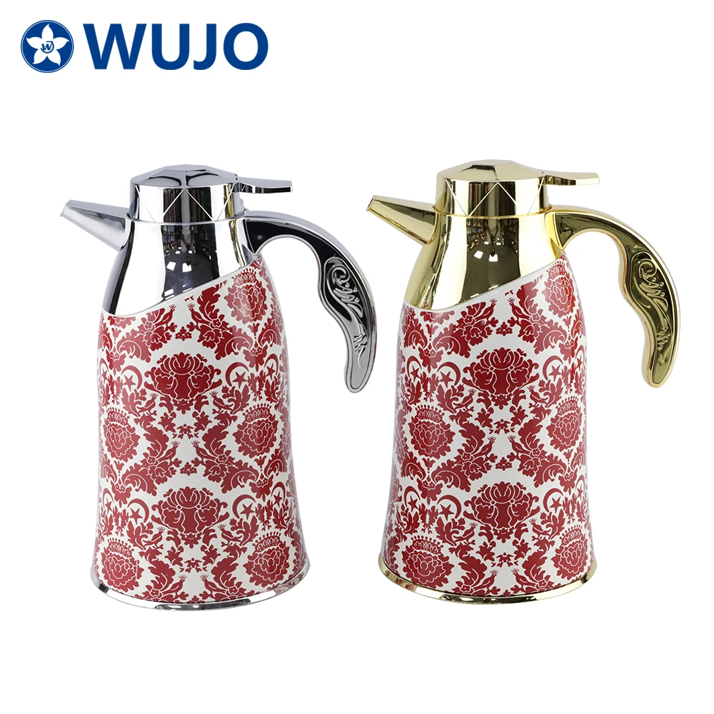 Gold Plated Custom Luxury Design Thermal Insulation Arabic Thermos Tea Coffee Pot with Glass Refill