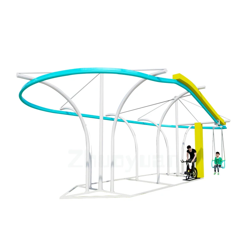 Fun Rides Outdoor Amusement Park Product Zip Line Mini Roller Coaster Bicycle Children Ropeway Games