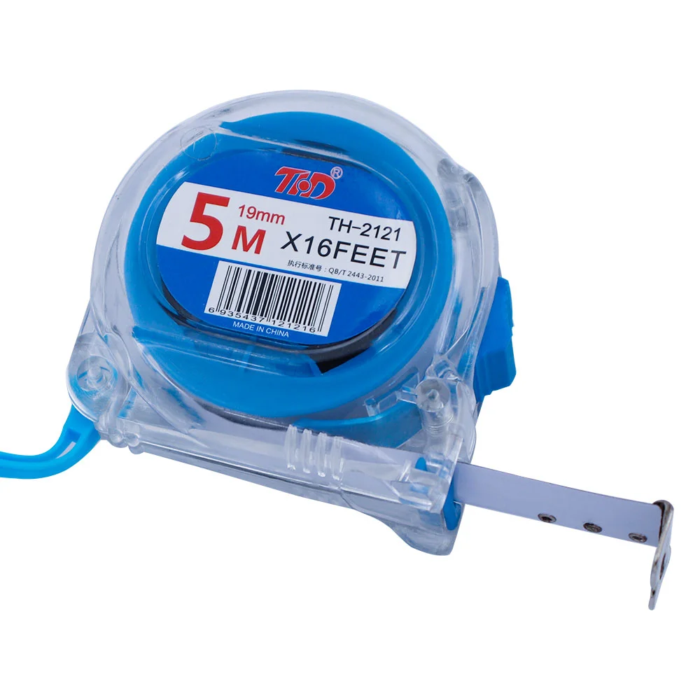 New ABS Clear case tape measure transparent 5m/16ft steel measuring tape