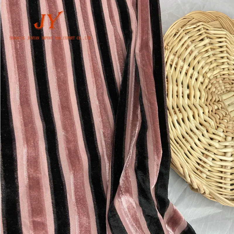 Chenille knit solid red color stripe velvet jacquard chenille fabric for garment clothing fashion women siut skirt