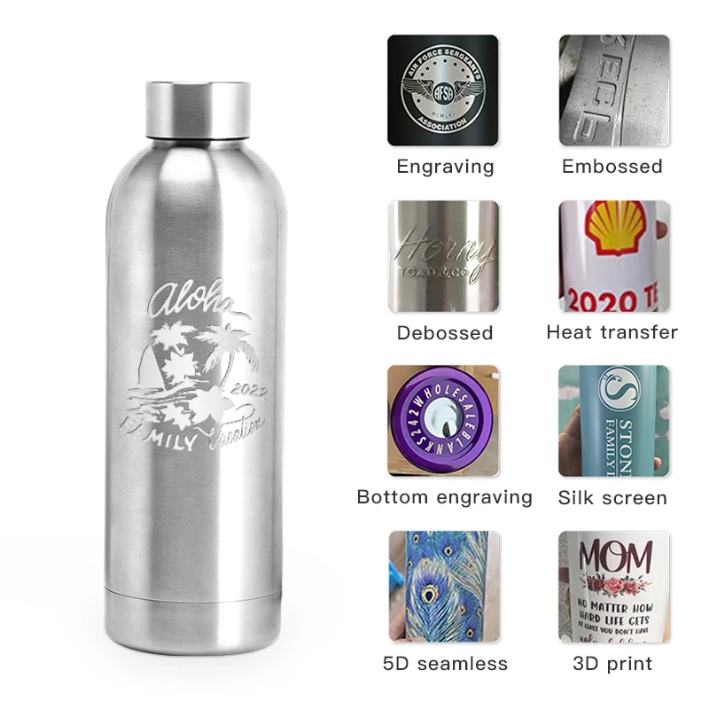Factory Customized 17oz Vacuum Insulated Thermal Drink Bottle Double Wall 350ml 500ml 750ml 1000ml Stainless Steel Water Bottle
