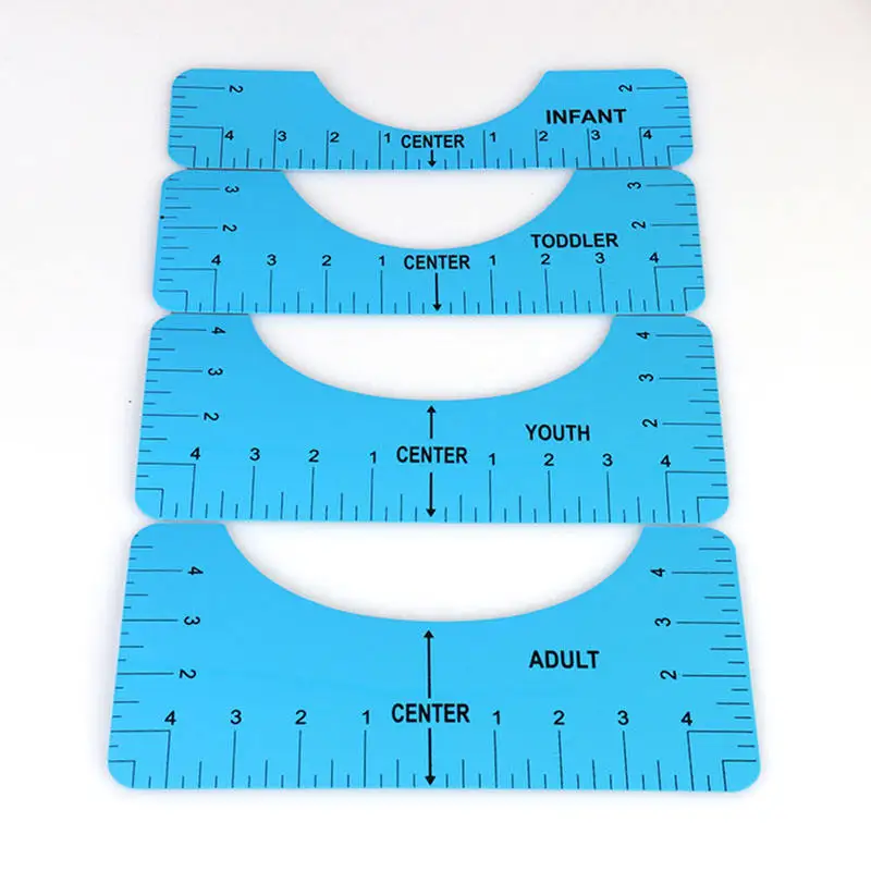 Bview Art Transparent V Neck Round PVC T Shirt Ruler for Alignment