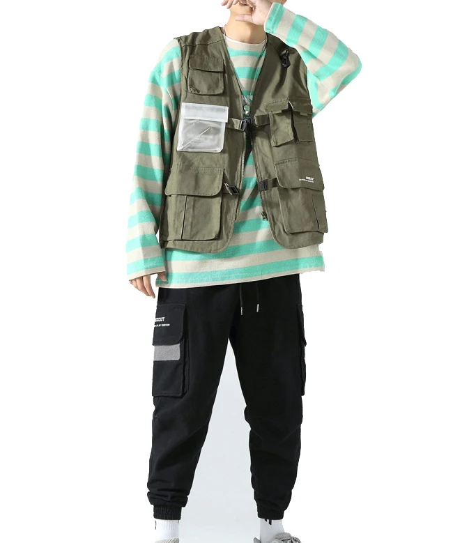 Factory Multi Pockets Cargo Military Green Waistcoat Outdoor Fashionable Fishing Vest OEM ODM China 100% Cotton Customized Logo