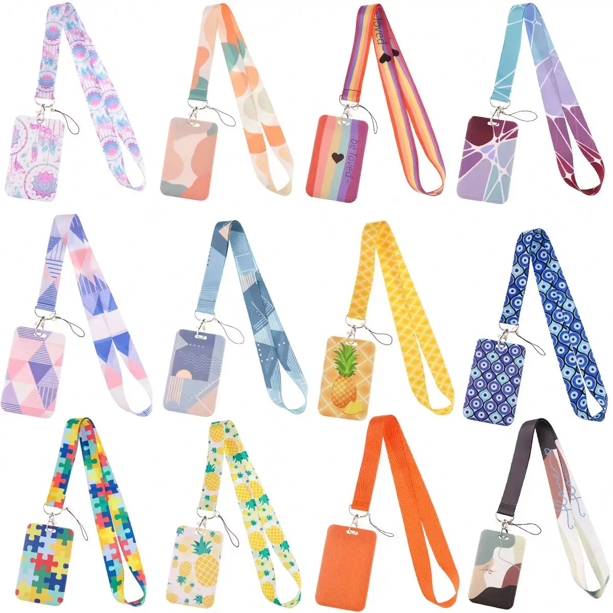 Cute Cartoon KT Pika-chu Melody Card Holder Lanyards, Anti-Lost Name Badge with Bus Work ID Card Case and Lanyards/