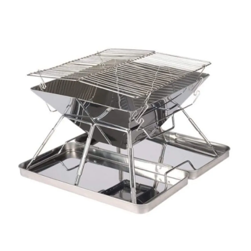 Outdoor Camping Stainless Steel BBQ Wood Stove Folding Portable BBQ Grill Grill Wholesale Camping Stove