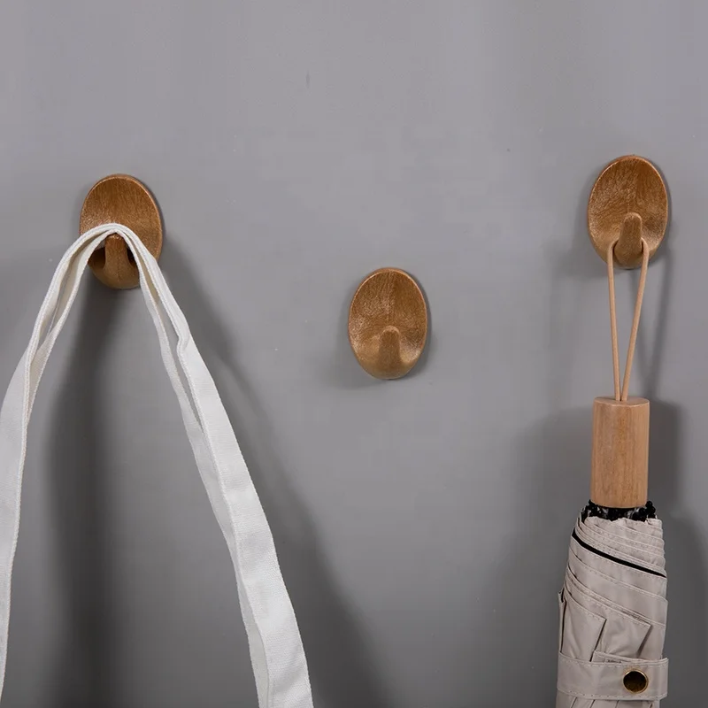 self adhesive  plastic hooks  adhesive hooks kitchen wall wood color sticky hooks