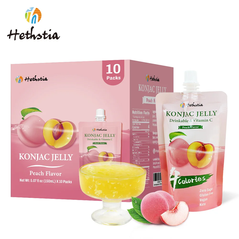 Konjac fruity jelly delicious smooth jelly health snack peach flavor low carb drinkable shirataki jelly
