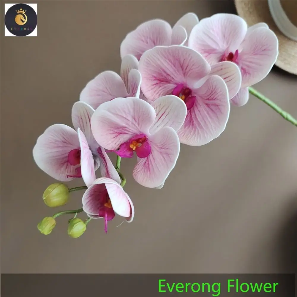 EV-J625 Morandi Color 7 Heads 3D Peach Pink Real Touch Orchid Flowers Artificial Orchid Plants