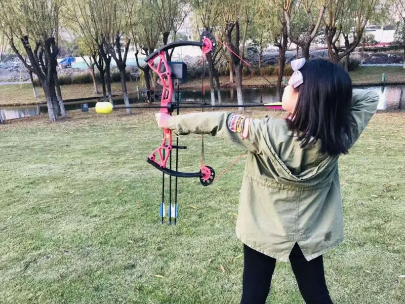 Linkboy 4 color kids shooting archery practice bow 5-15 Yr youth compound bow and arrow
