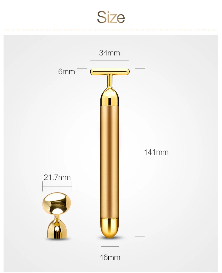  24k Gold Pulse Beauty Bar T Shape Facial Massager укрепляющий роликовый массажер для