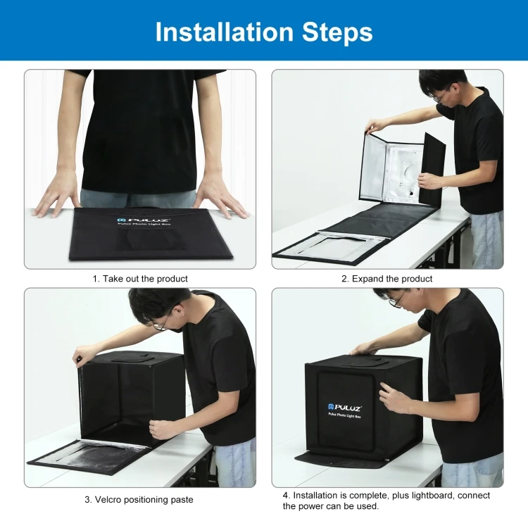 Dropshipping Photo Box with Lights PULUZ 40cm Portable Led Light Box with Free Background for Product Photography