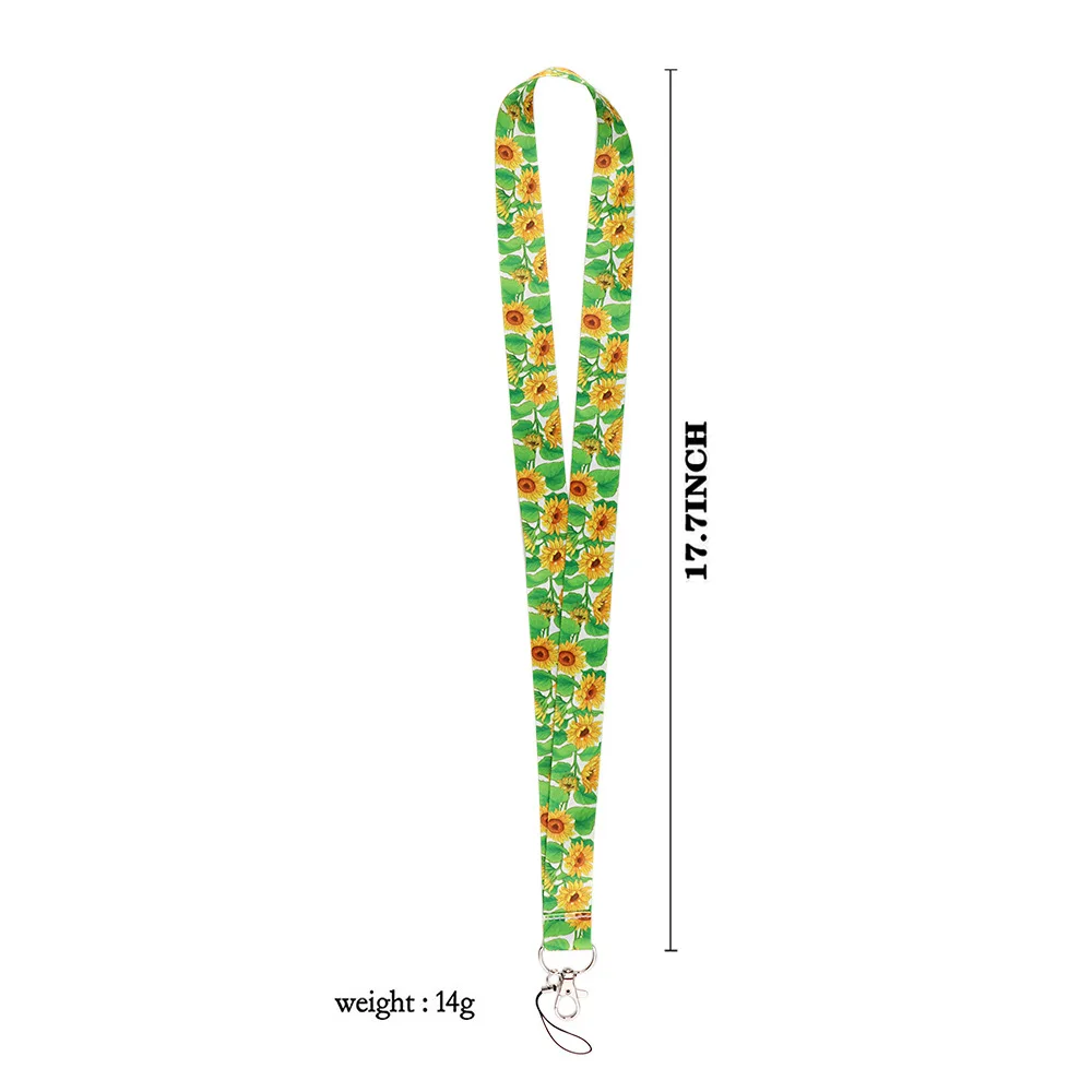 Wowei Cute Neck Cool Painting Childlike Sunflower Flower Mobile Phone Strap ID Card Lanyard for Women Accessories Gift