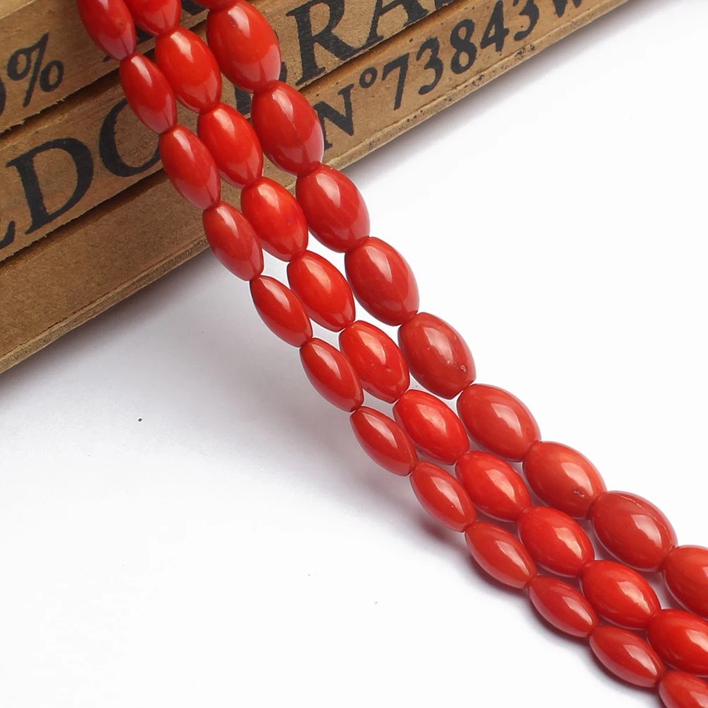High Quality Natural Loose Beads Rice Shape Red Coral Beads For Jewelry Making Diy Bracelet Necklace