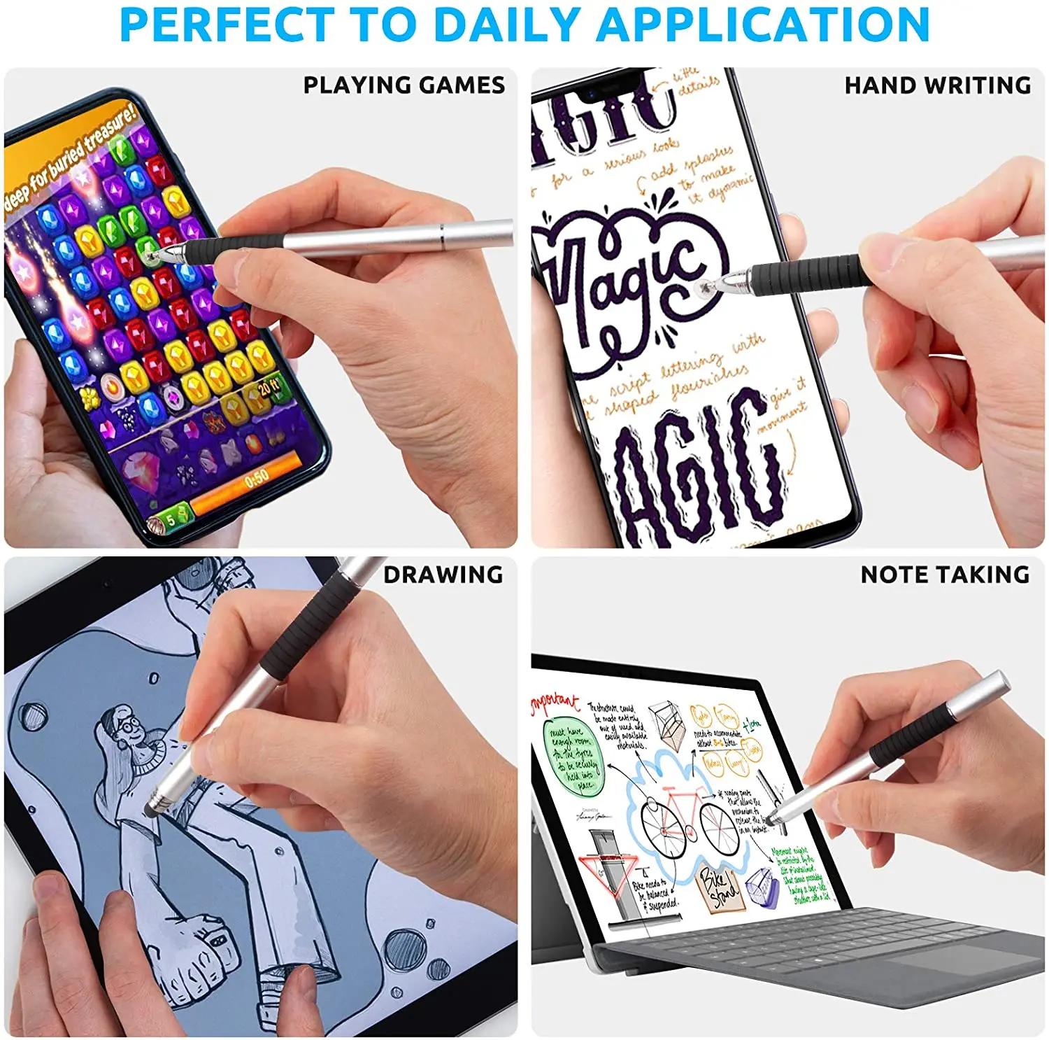 
Universal Anti-fingerprints Soft Nib Capacitive Touch Screen Stylus Pen Compatible for All Touch Screen Smartphones and Tablets 
