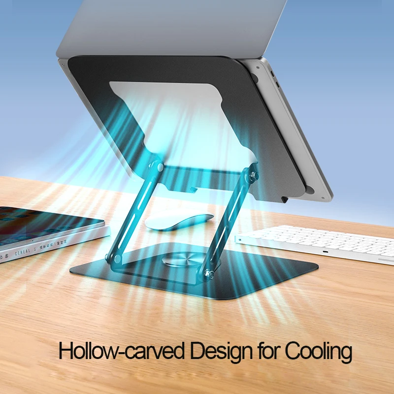 360 rotating swivel laptop stand for standing work multi-angle height ventilated laptop riser adjustable laptop stand