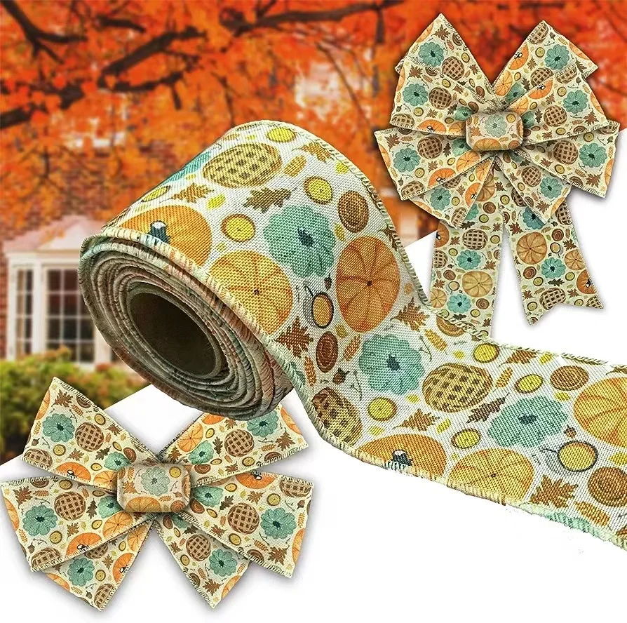 Factory Wholesale Orange Plaids Carrot Ribbon Gingham Ribbon for Home Decoration