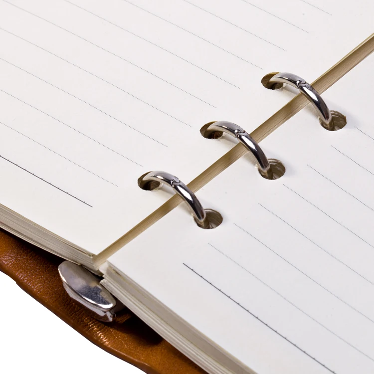 journal custom hardcover school supplies pu leather cover 6 ring binder undated lined planner notebooks