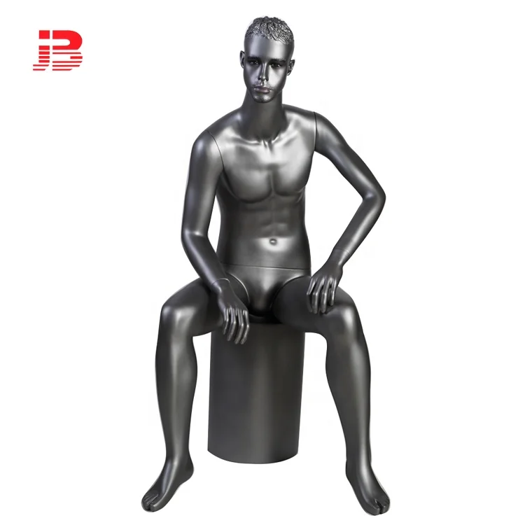 Оптовая продажа, горячая Распродажа, реалистичный мужской манекен на все тело из стекловолокна, сидячий черный манекен в Китае
