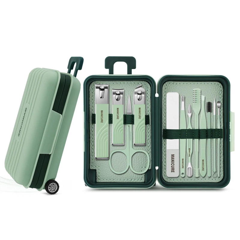 2024 New 12pcs  Stainless Steel Manicure Kit Professional Nail Clipper Grooming Kit Set with Travel Case