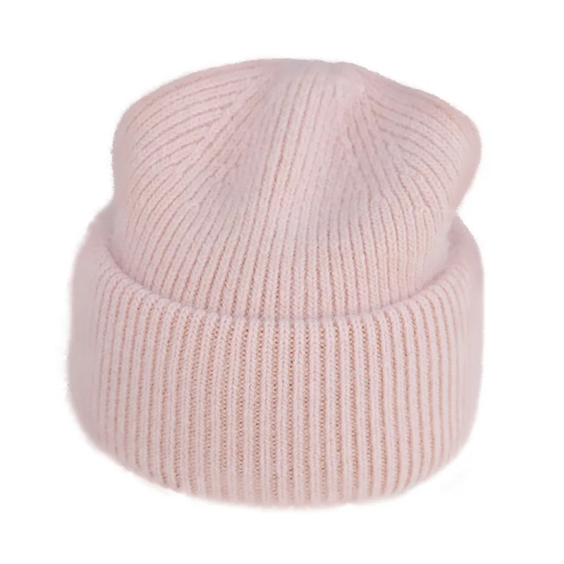 New Innovation Winter Female Korean Warm Woolen Pullover Knitted Hat Angora Rabbit Fur Hats