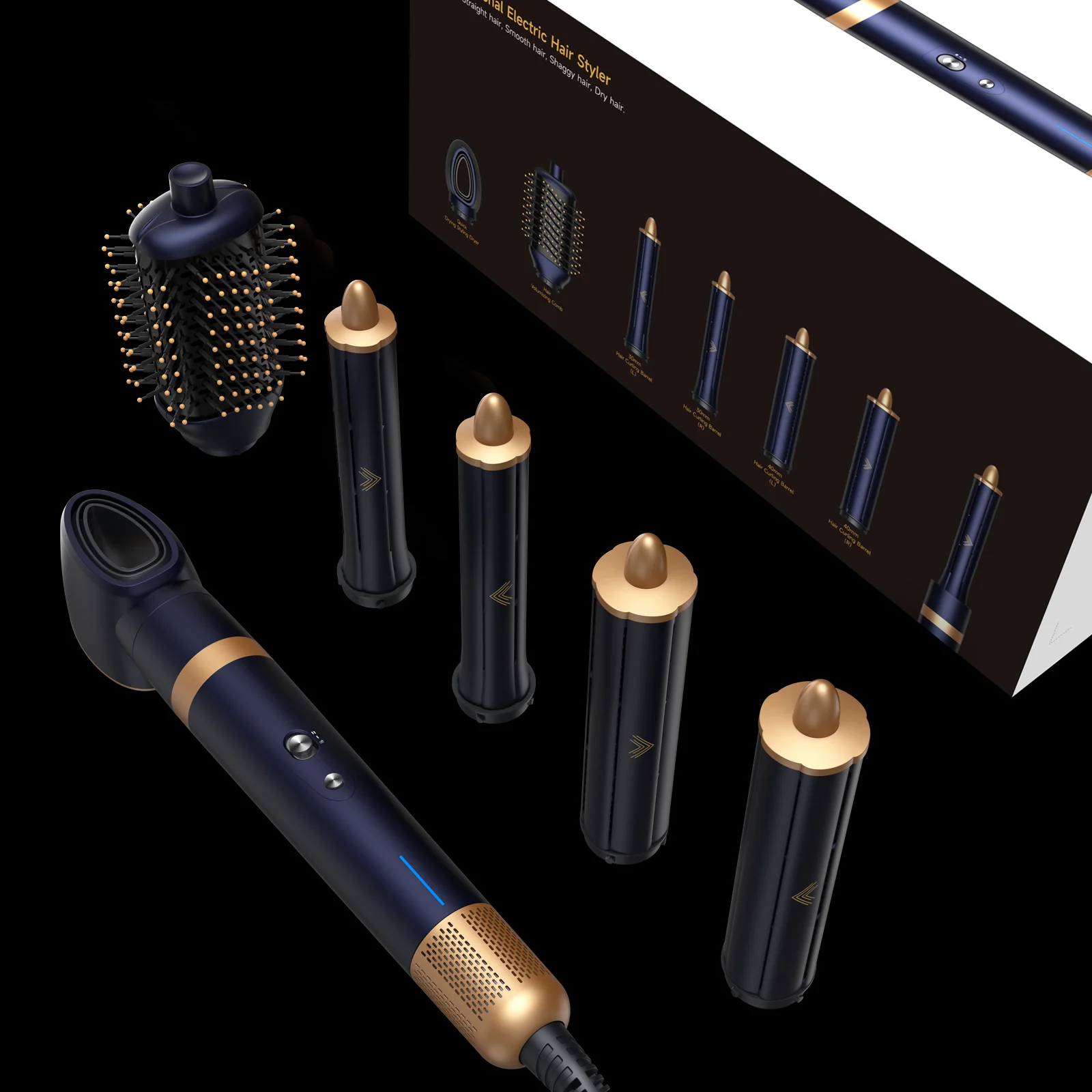 Revair Reverse Hair Dryer Straightener 8 In 1 Electric Hair Dryer Blow Hair Curler Hot Comb For Home Salon With Leather Case