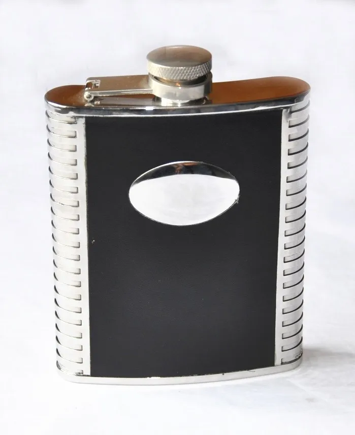 New Style Metal Stainless Steel Portable Pocket Flask Promotional Leather Cover design Hip Flask