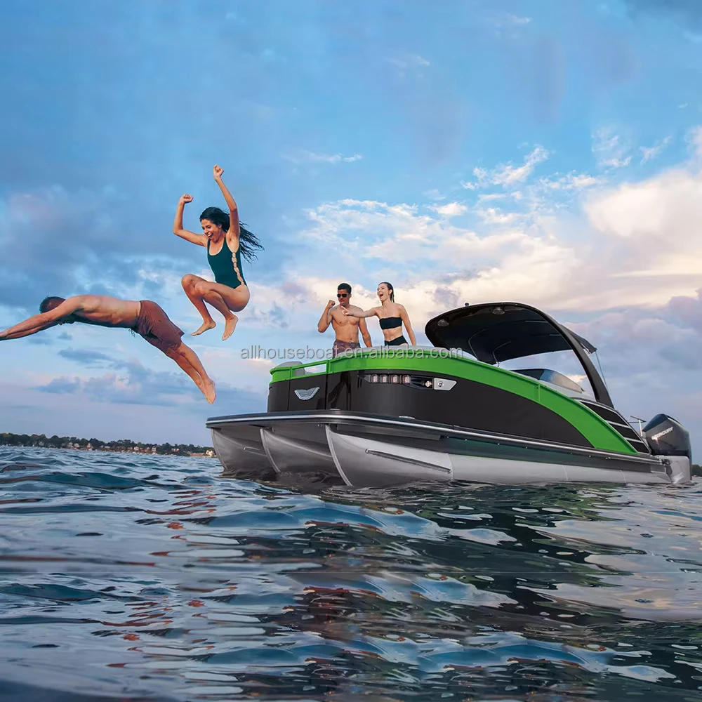 Allhouse Pontoon Boat 7m 23 FT Outboad Deck All Round Spacious Relaxing Stable Party Boat