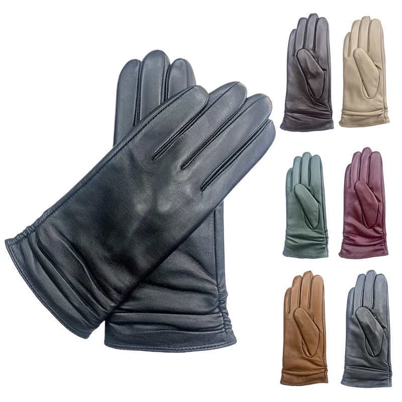 BW105 Wholesale custom female black dress winter women warm touch driving sheepskin leather glove