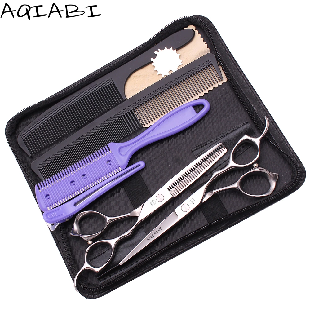 Ножницы для стрижки волос AQIABI JP 6 дюймов из нержавеющей стали, филировочные ножницы, парикмахерские ножницы, набор для стрижки A1024