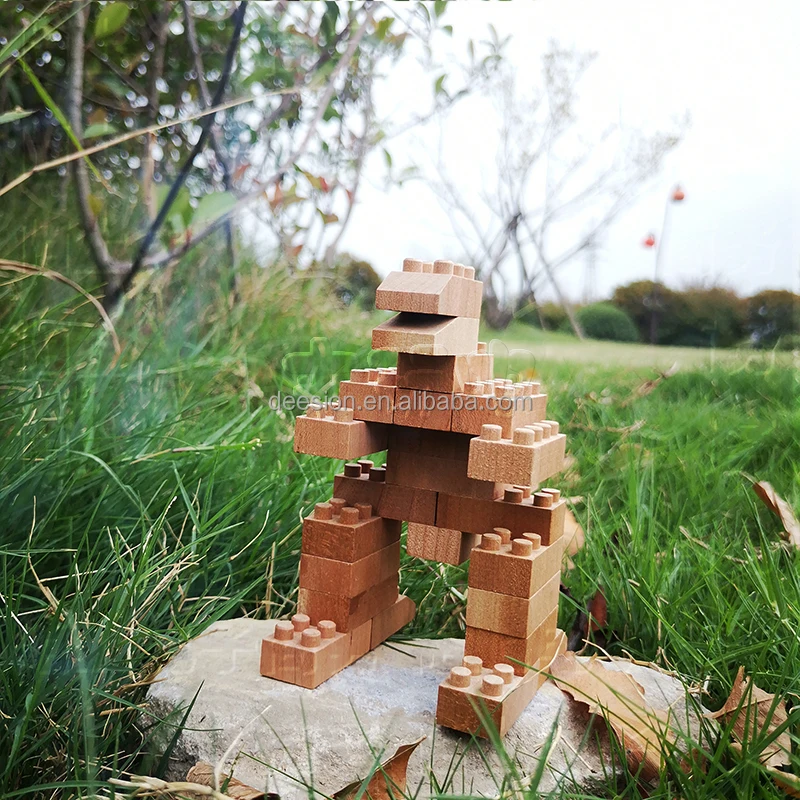 High quality nature solid wood BPA free ready for building up wooden toys dino for kids