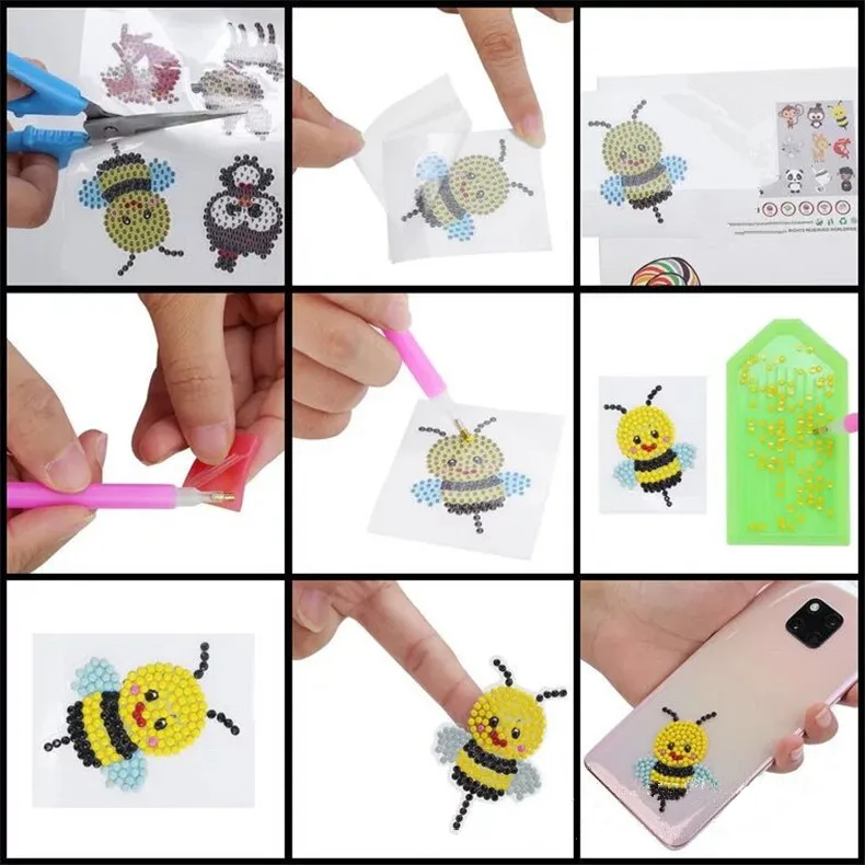 
10pcs cartoon diamond painting kids DIY diamond stickers toy birthday gifts cup book decoration picture 