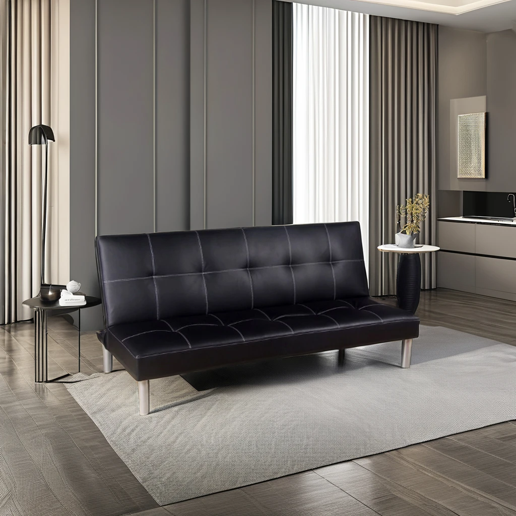 Modern Simple Design Click clack Folding fabric Sofa Cum Bed Flat Pack Futon Three Seat Folded Down Fabric Sofa Bed