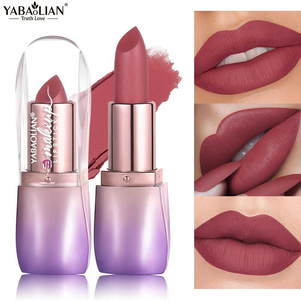 6 Colors Matte Nude Lipstick & Lip Gloss Tube Waterproof Moisturizing & Long Lasting Highly Pigmented Makeup