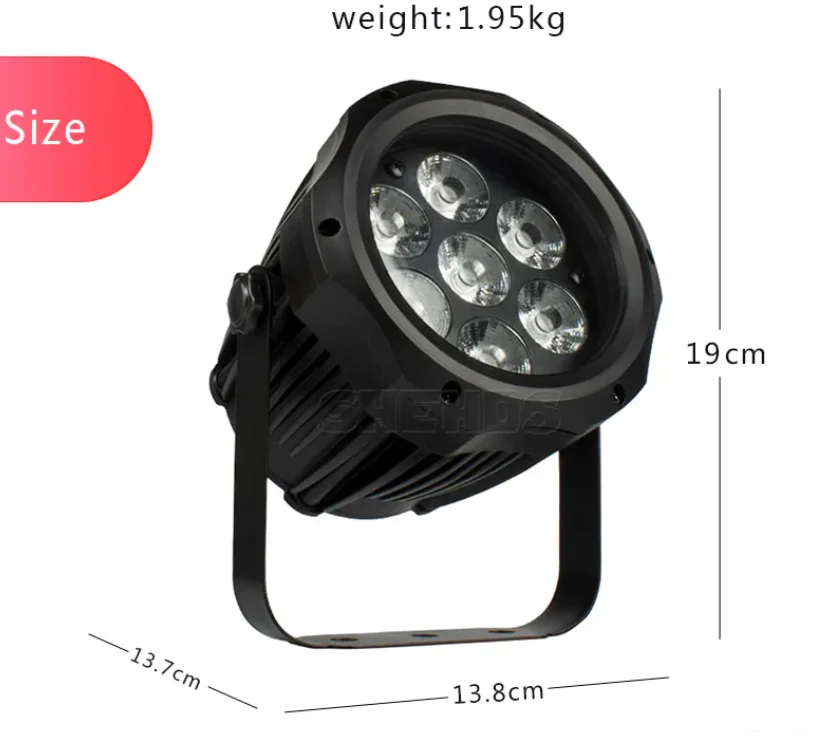 DMX IP65 Waterproof 7x12W RGBW LED Par Light for Outdoor Stage Night Club DJ Stage