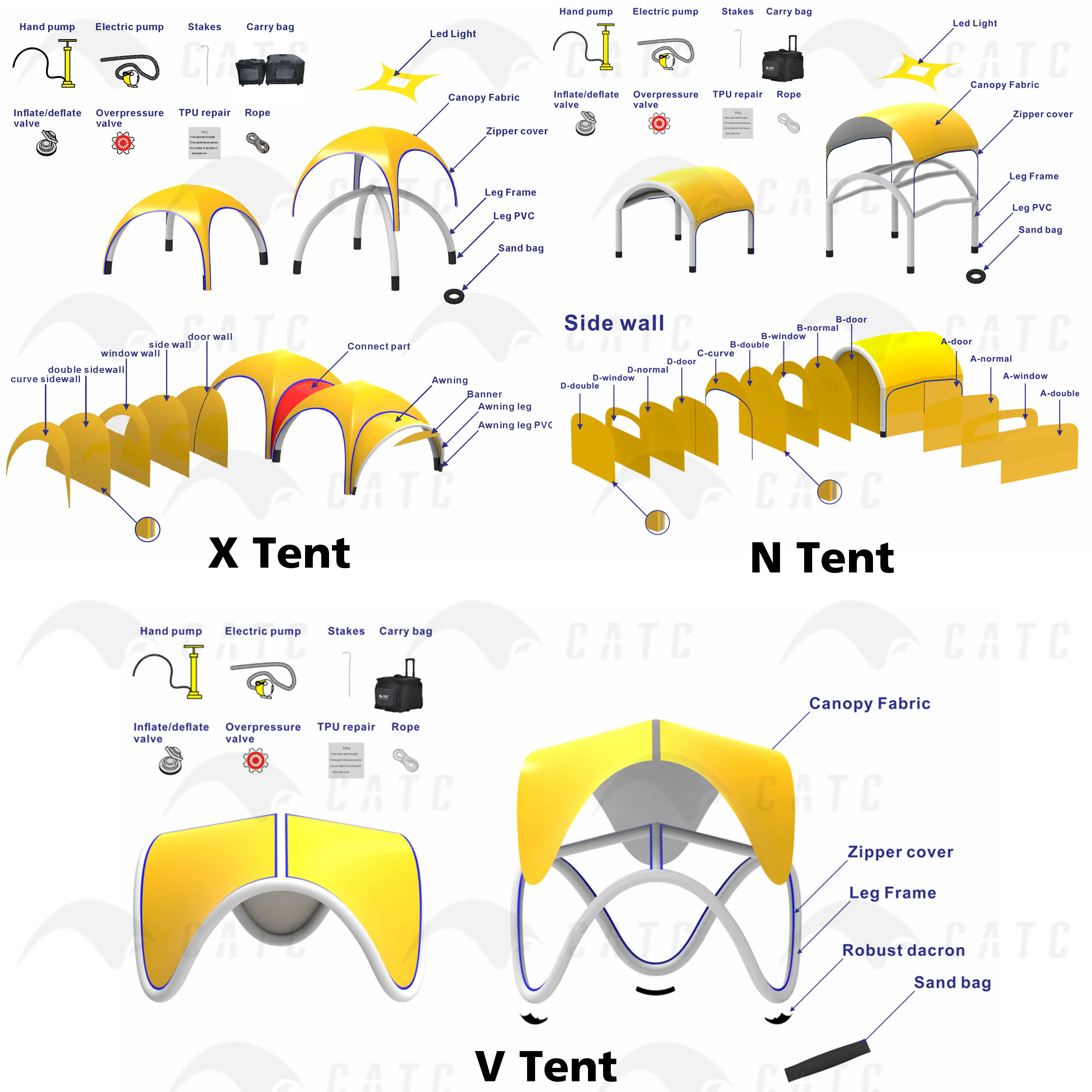 CATC Fast Rendering Model Inflatable Advertise PVC Tents Professional Design Air Sealed Air Tent Different Shaped Inflatables