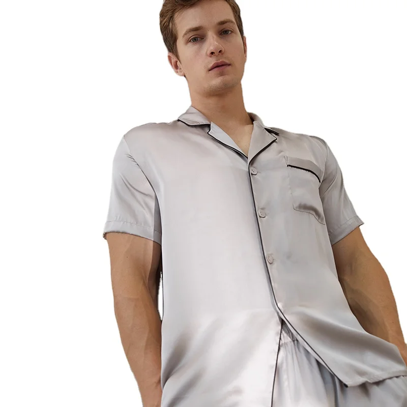 
Two Piece 16mm 19mm 22mm Luxury 100% Luxury Silk Pajamas Men Set Satin Pajamas Summer Hot sale 