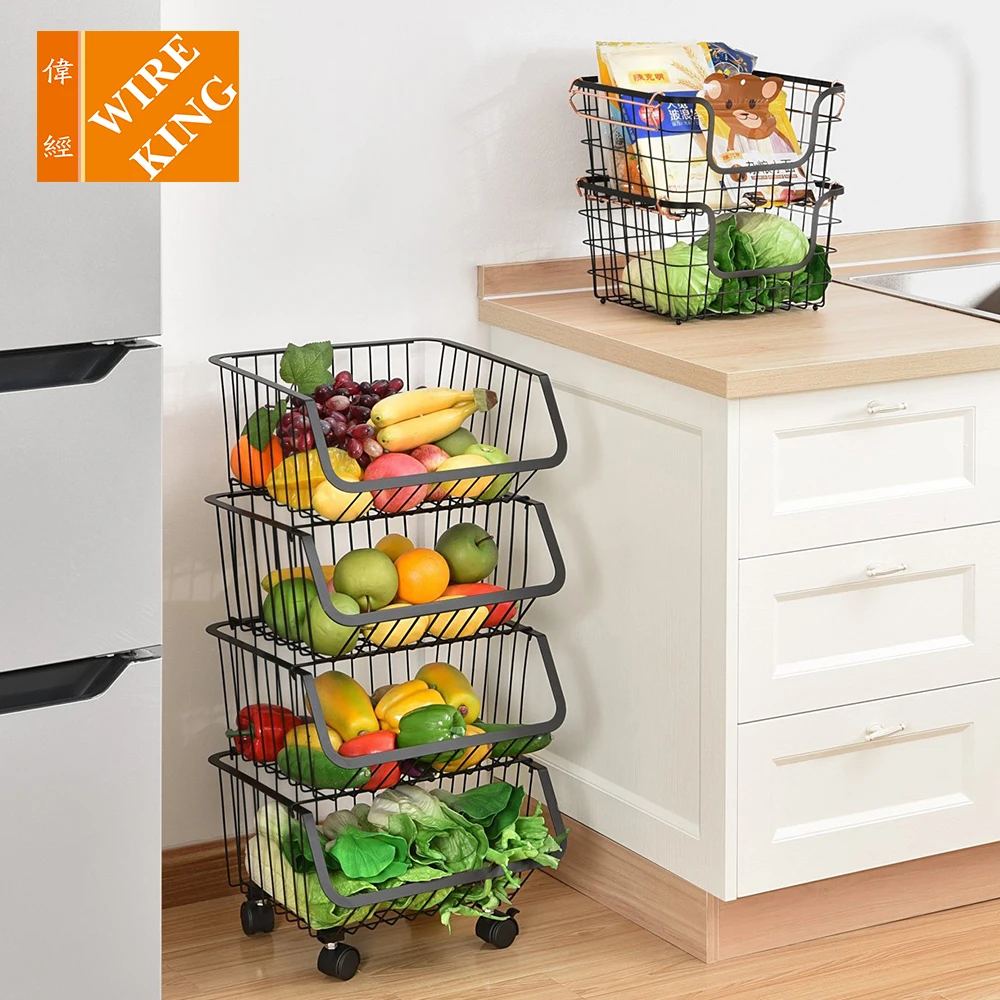 Wholesale Household kitchen Storage metal fruit basket and vegetable basket stacking basket