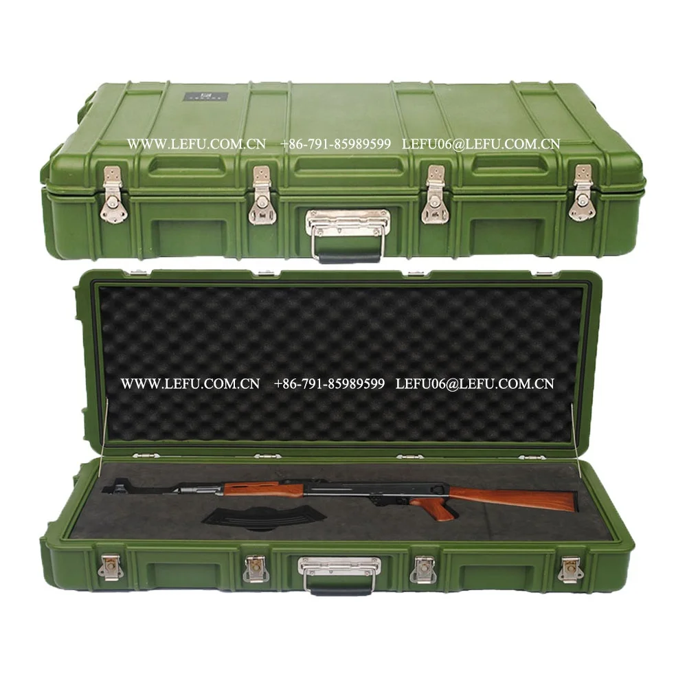 Hard equipment military plastic tool case box gun case with handle and custom eva foam