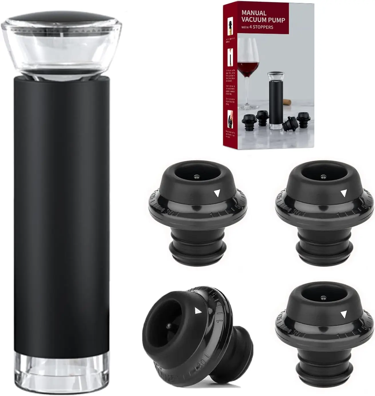 Set Reusable Wine Bottle Stopper Built-in Vacuum Wine Saver Food-safe Silicone Caps for Wine Fresh