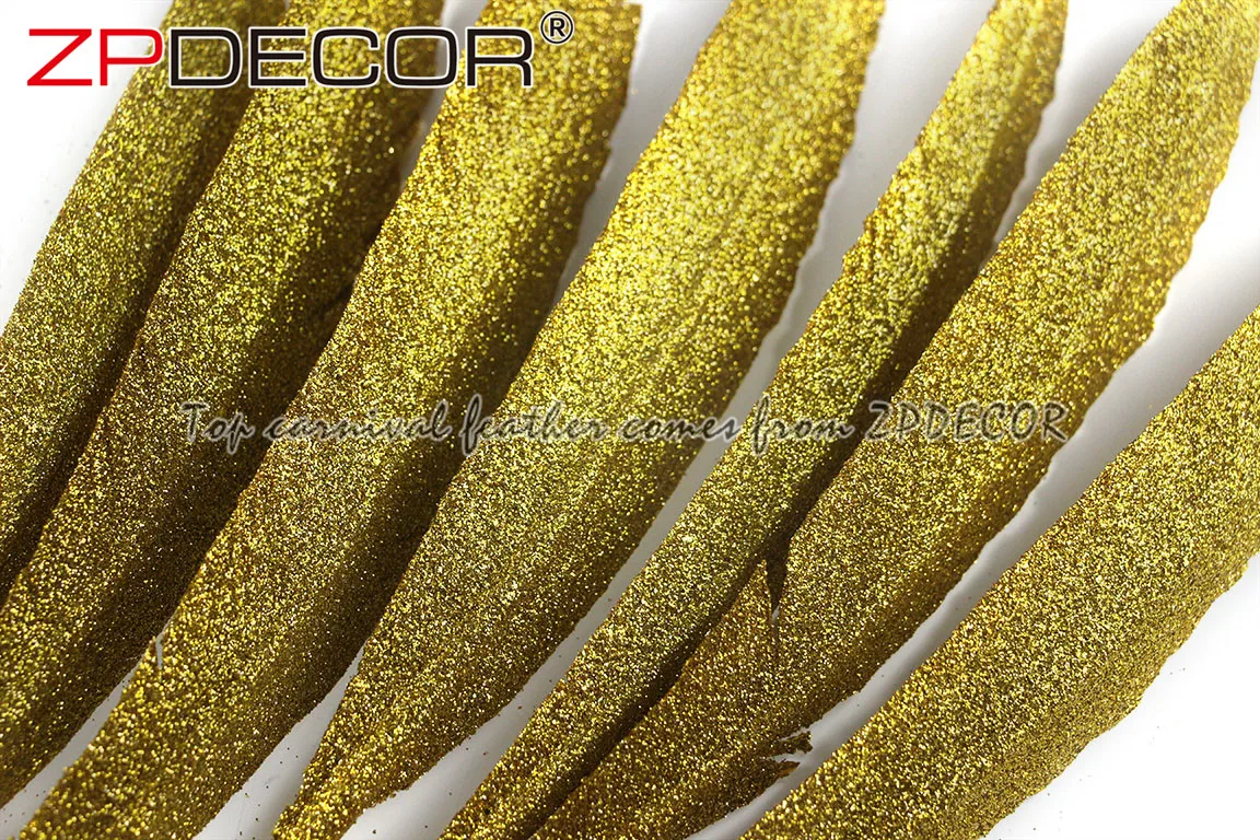 Leading Supplier in China ZPDECOR Wholesale Selected by Handwork 30-35 cm Glitter Turkey Feather for Carnival Costumes