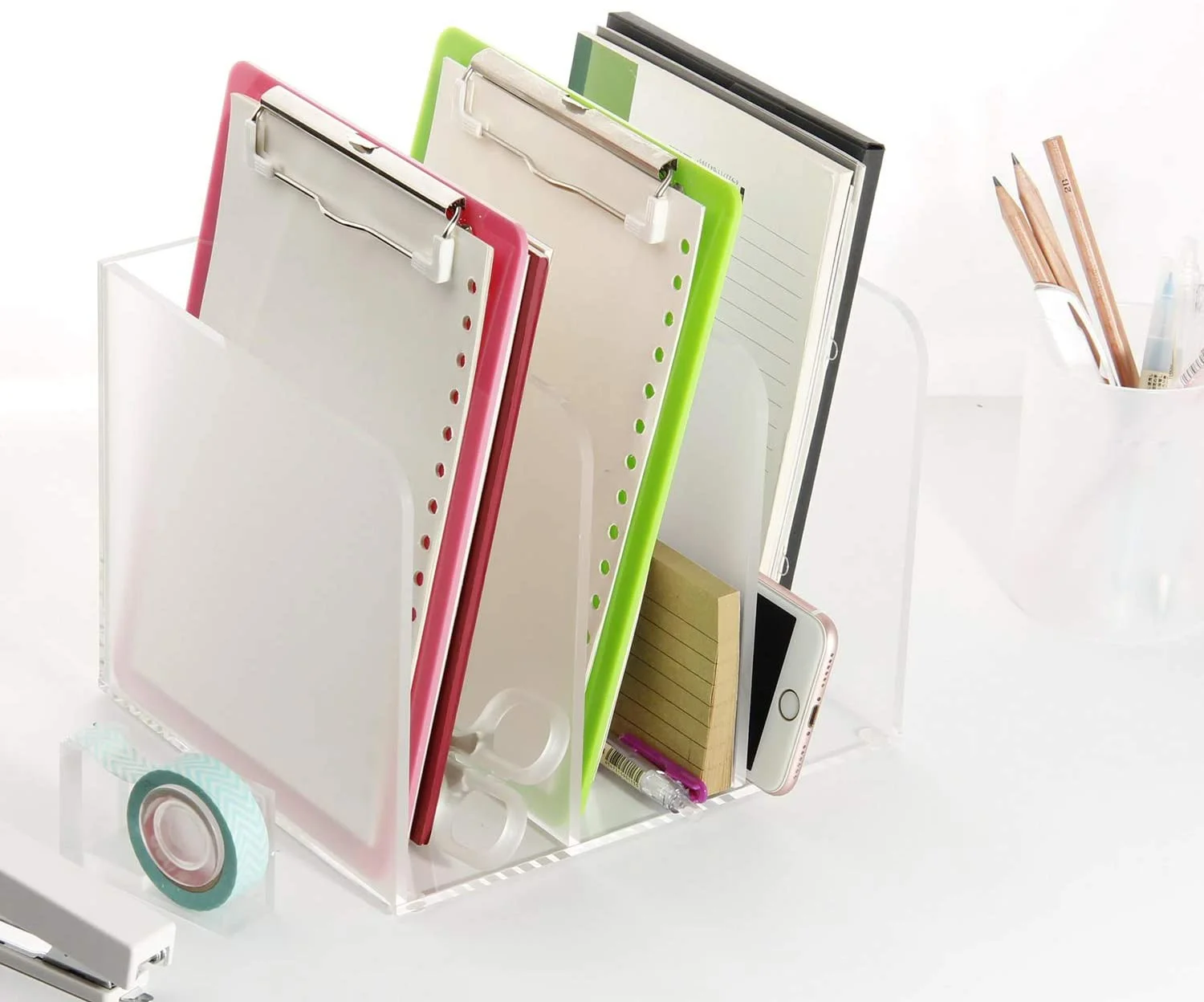 Clear Acrylic Magazine File Holder,Desk Organizers and Accessories, Book Stand Rack for Office Organization,  Fits 9 x 12 inch