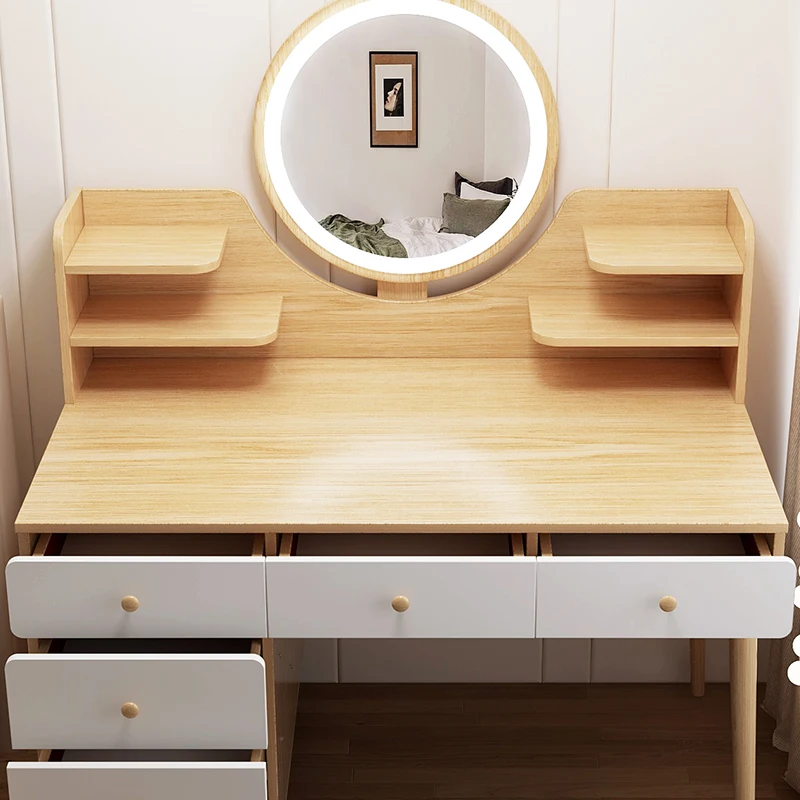 new design home makeup vanity round mirror led dressing table fashion chest dresser for bed room